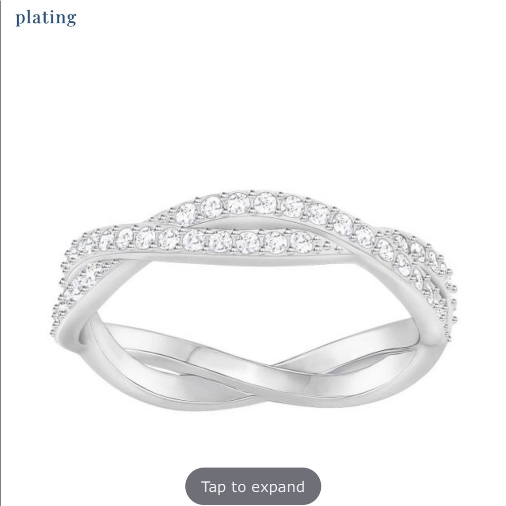 Swarovski Infinity Ring White, Rhodium plating sz8